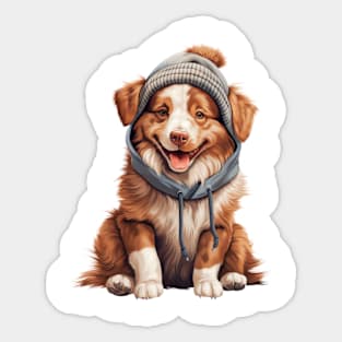 Winter Australian Shepherd Dog Sticker